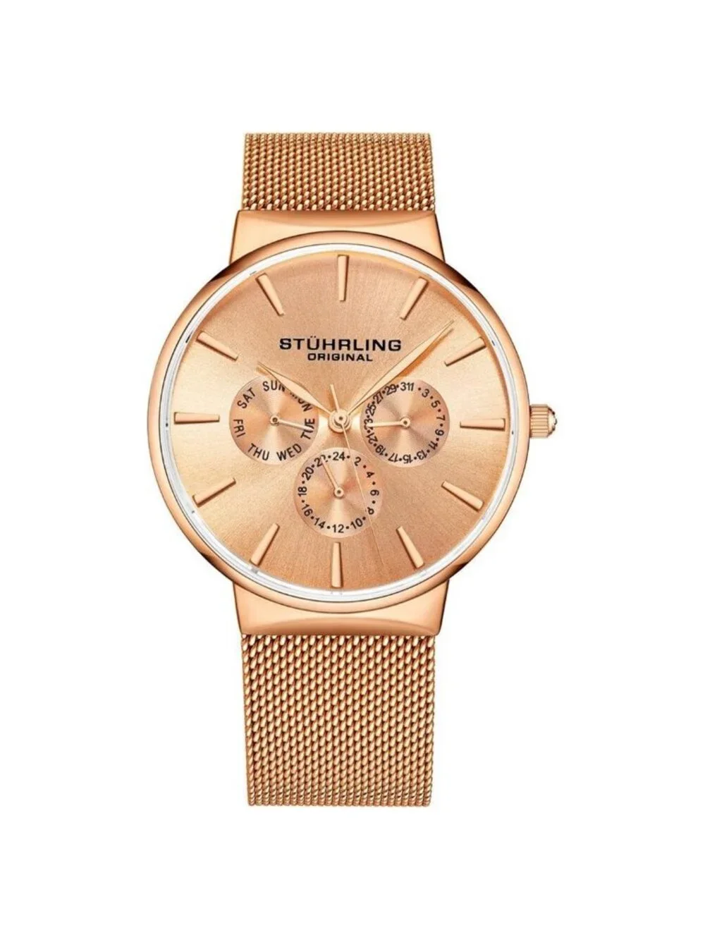 NWT Stuhrling Original Monaco Quartz Rose Gold Dial Men's Watch